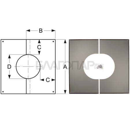 Шидель PERMETER 25 декоративная пластина 0° - 5° 15a, внутр. 250 мм., внешн. 300 мм., серый